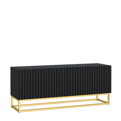 TV Stand – 100cm – Fluted Doors – Gold Base – Compact Media Cabinet – VESTA Collection
