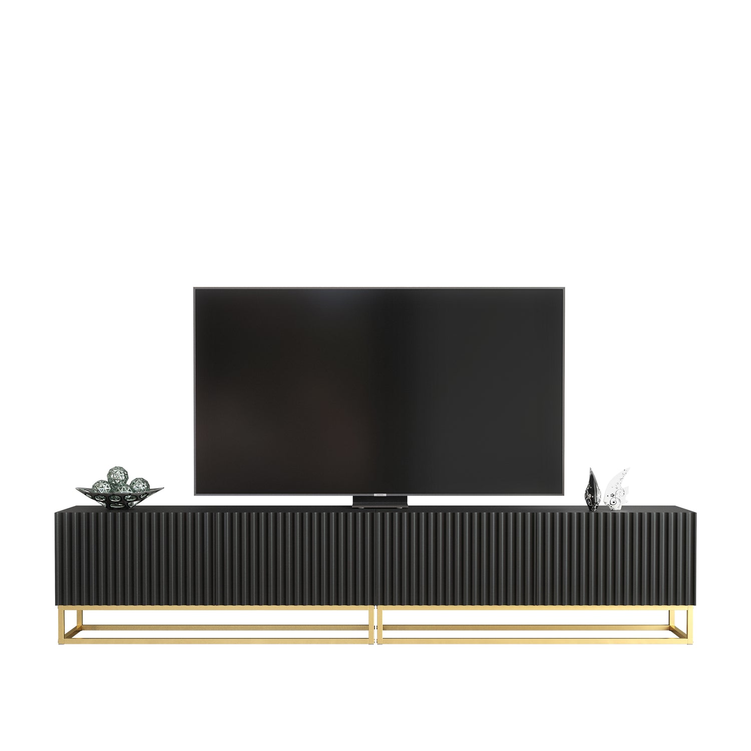 TV Stand – 200cm – Fluted Fronts – Gold Base – Modular Design – VESTA Collection