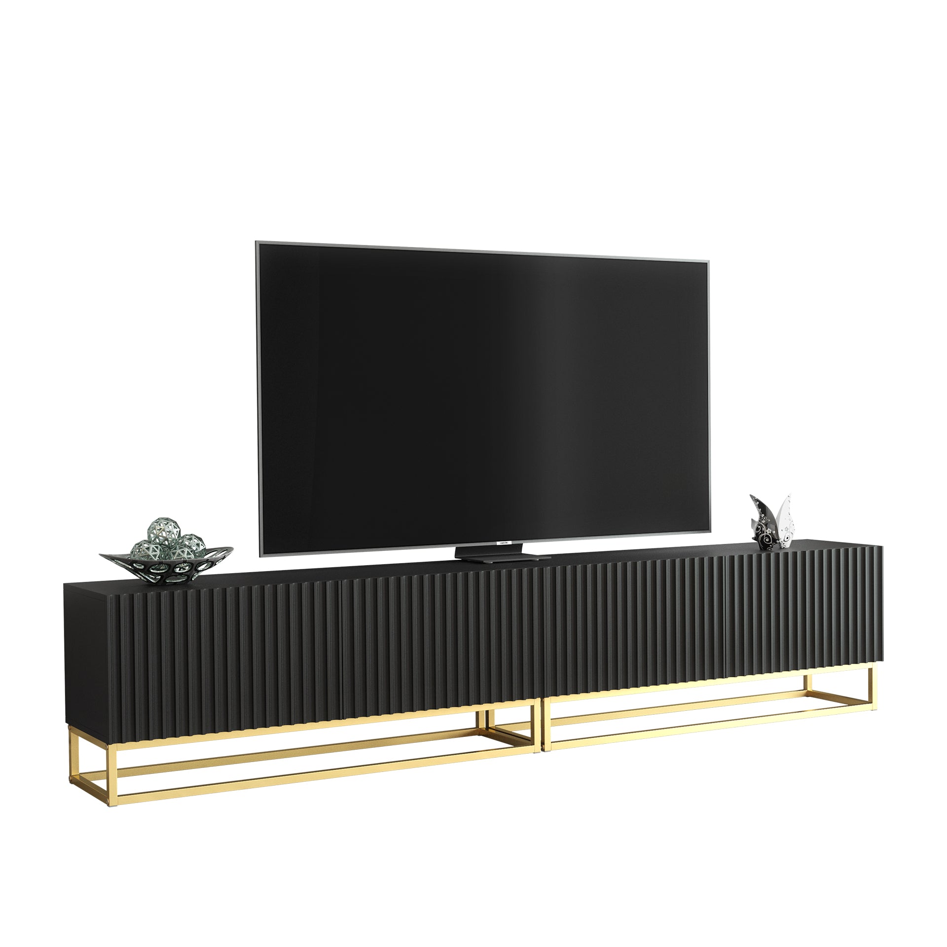 TV Stand – 200cm – Fluted Fronts – Gold Base – Modular Design – VESTA Collection