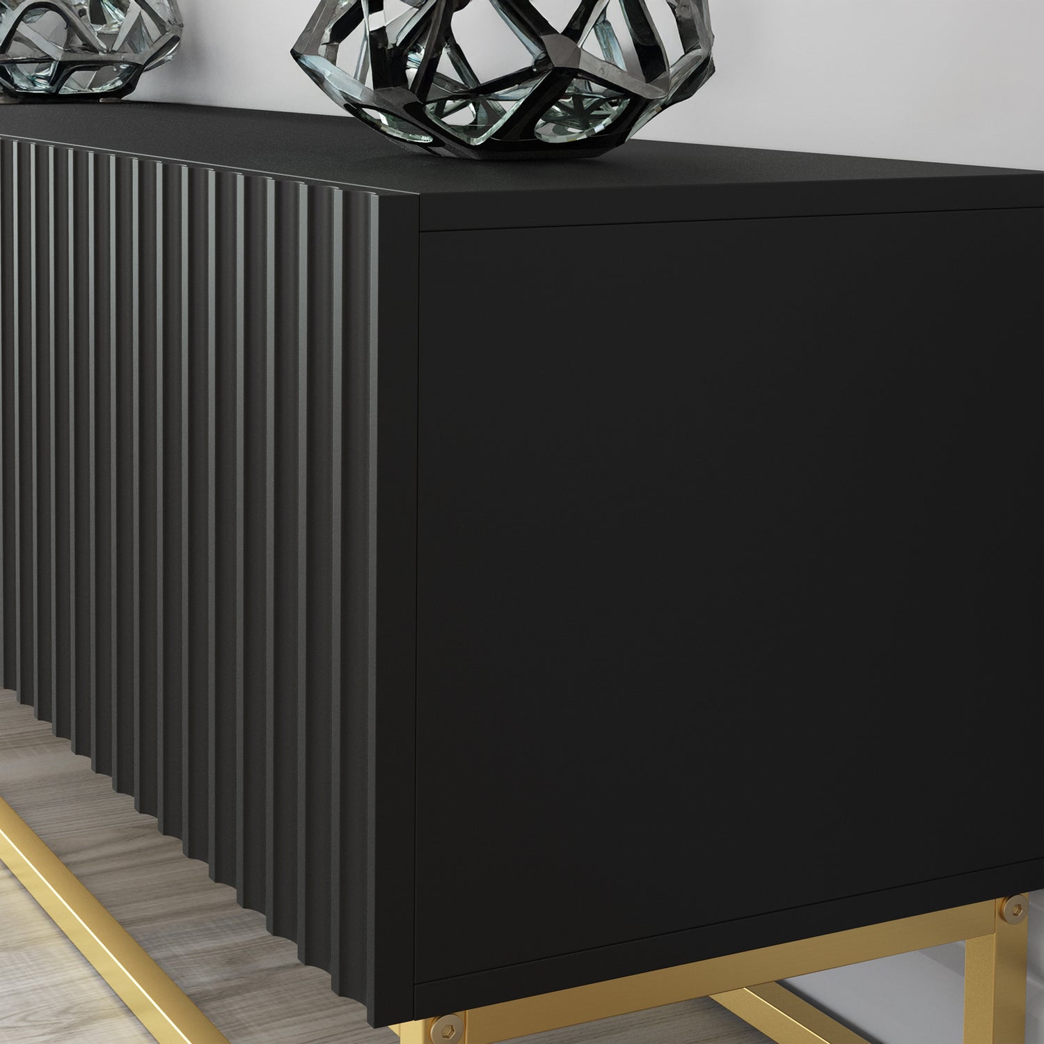 TV Stand – 200cm – Fluted Fronts – Gold Base – Modular Design – VESTA Collection