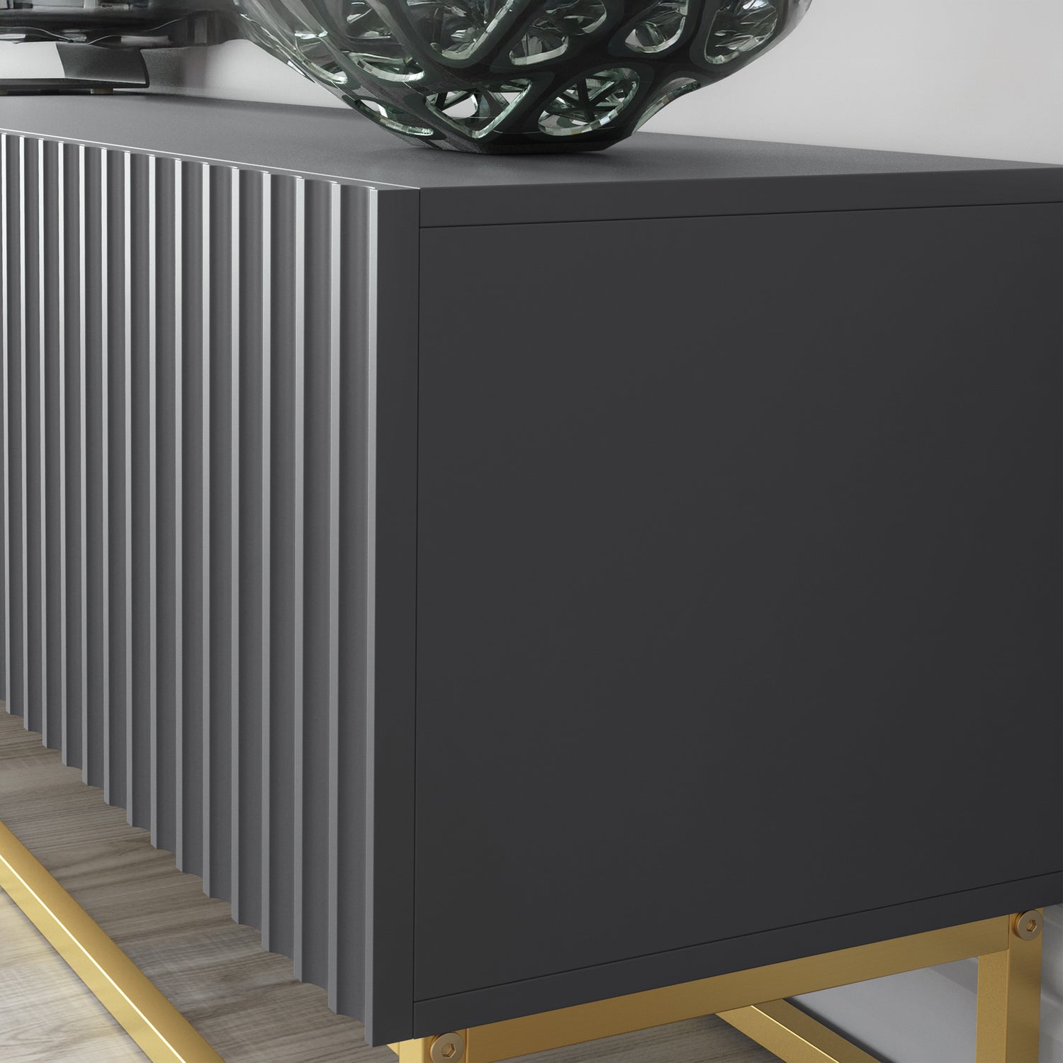 TV Stand – 200cm – Fluted Fronts – Gold Base – Modular Design – VESTA Collection