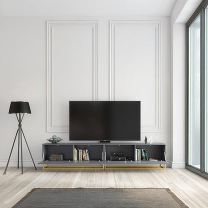 TV Stand – 200cm – Fluted Fronts – Gold Base – Modular Design – VESTA Collection