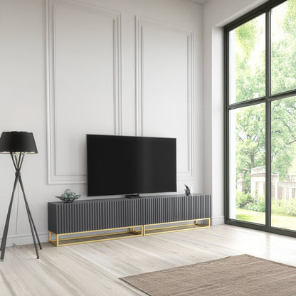 TV Stand – 200cm – Fluted Fronts – Gold Base – Modular Design – VESTA Collection