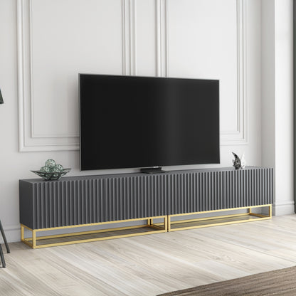 TV Stand – 200cm – Fluted Fronts – Gold Base – Modular Design – VESTA Collection