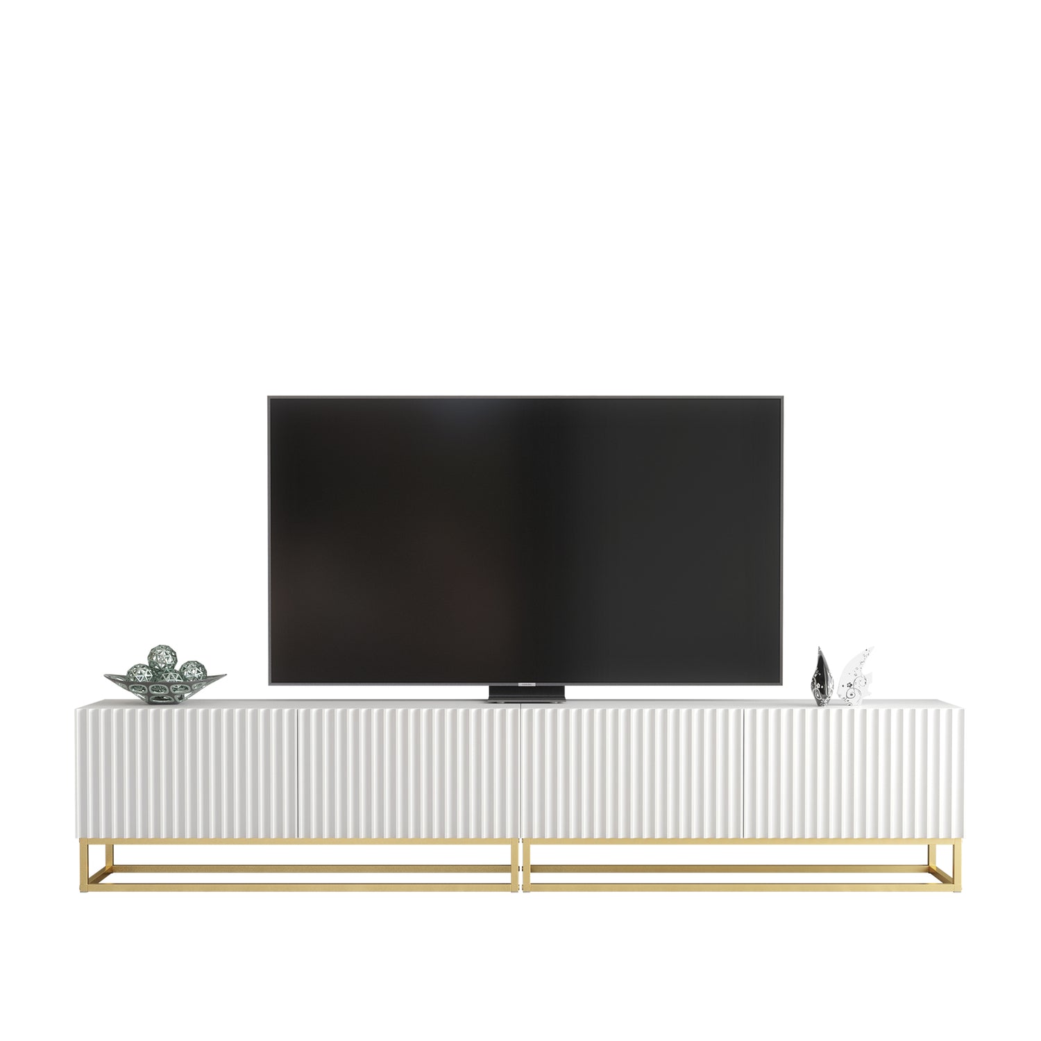 TV Stand – 200cm – Fluted Fronts – Gold Base – Modular Design – VESTA Collection