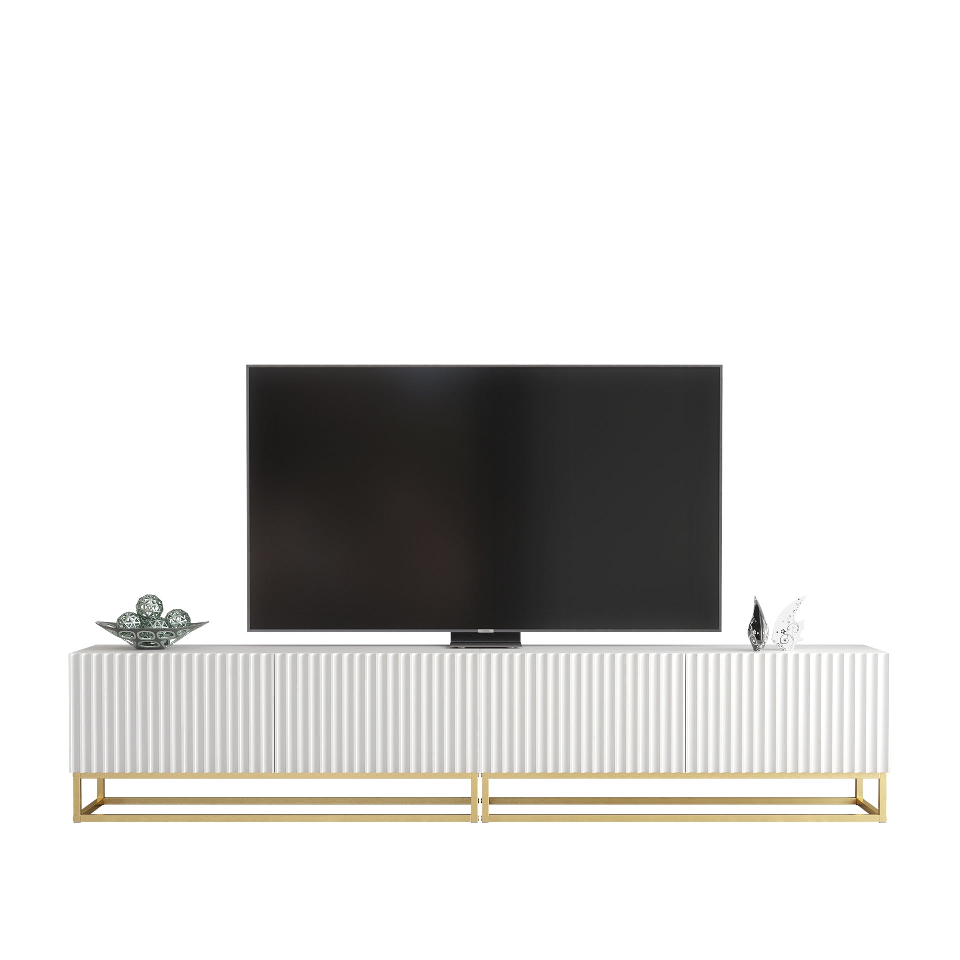 TV Stand – 200cm – Fluted Fronts – Gold Base – Modular Design – VESTA Collection