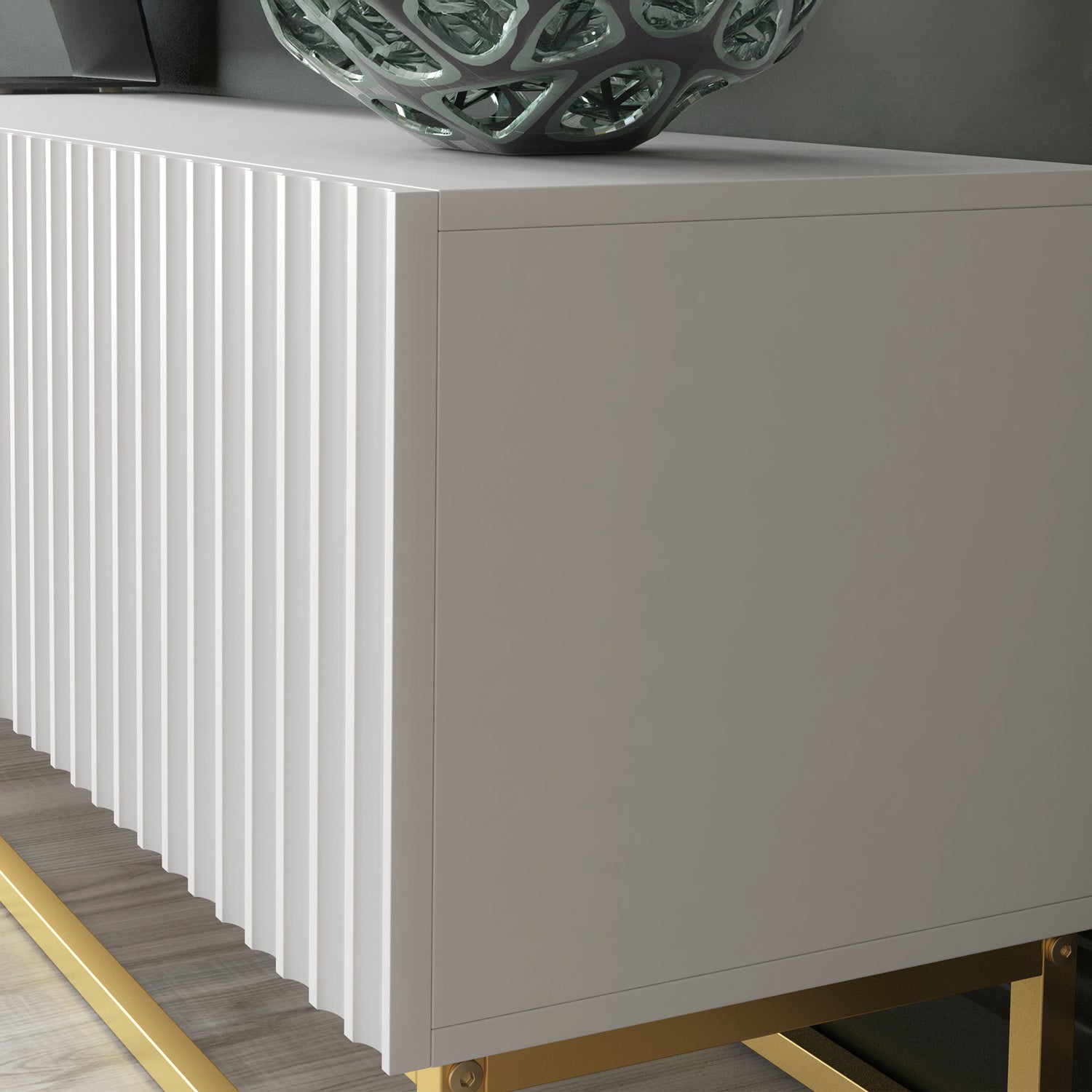 TV Stand – 200cm – Fluted Fronts – Gold Base – Modular Design – VESTA Collection