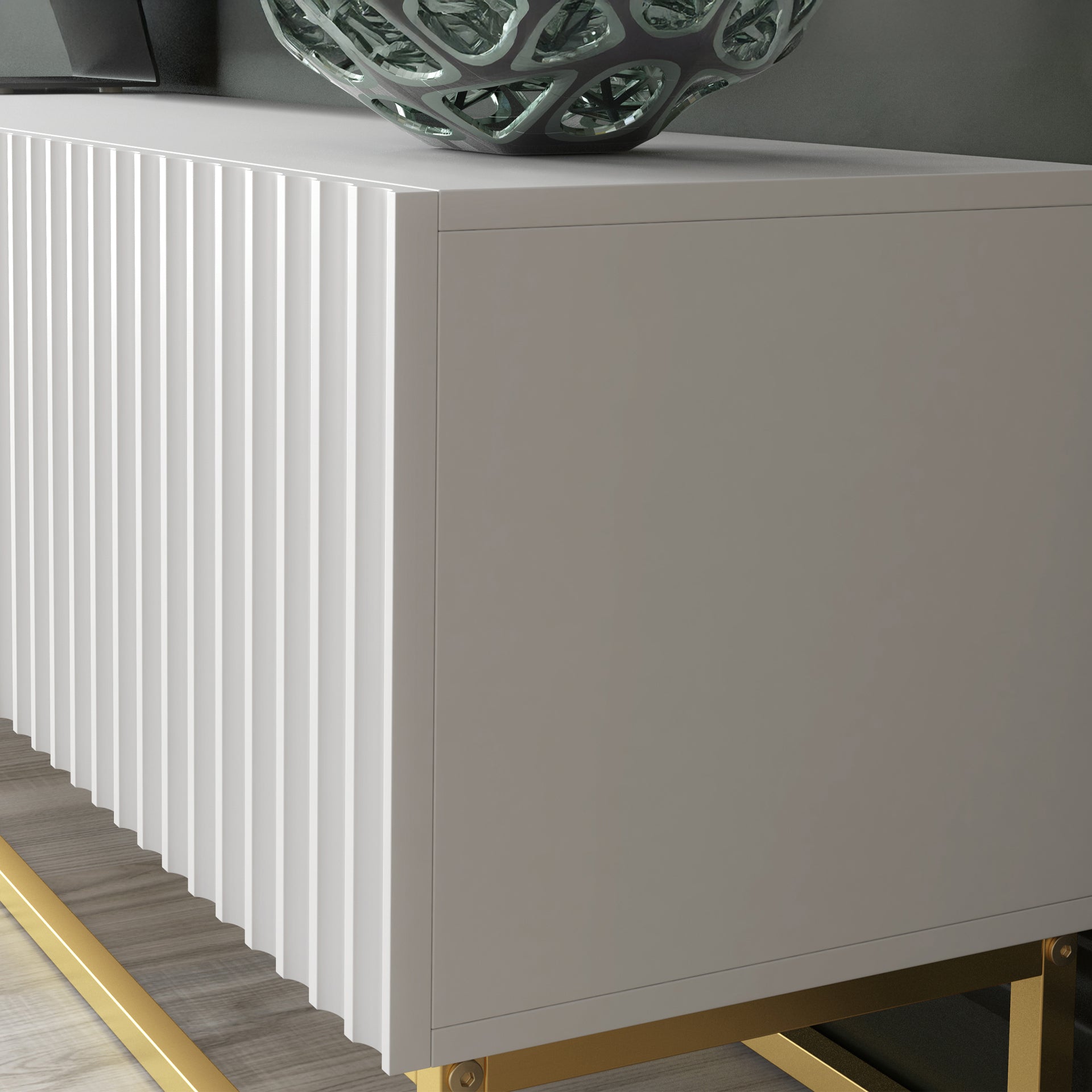 TV Stand – 200cm – Fluted Fronts – Gold Base – Modular Design – VESTA Collection