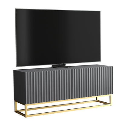 TV Stand – 100cm – Fluted Doors – Gold Base – Compact Media Cabinet – VESTA Collection