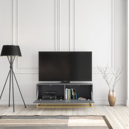 TV Stand – 100cm – Fluted Doors – Gold Base – Compact Media Cabinet – VESTA Collection