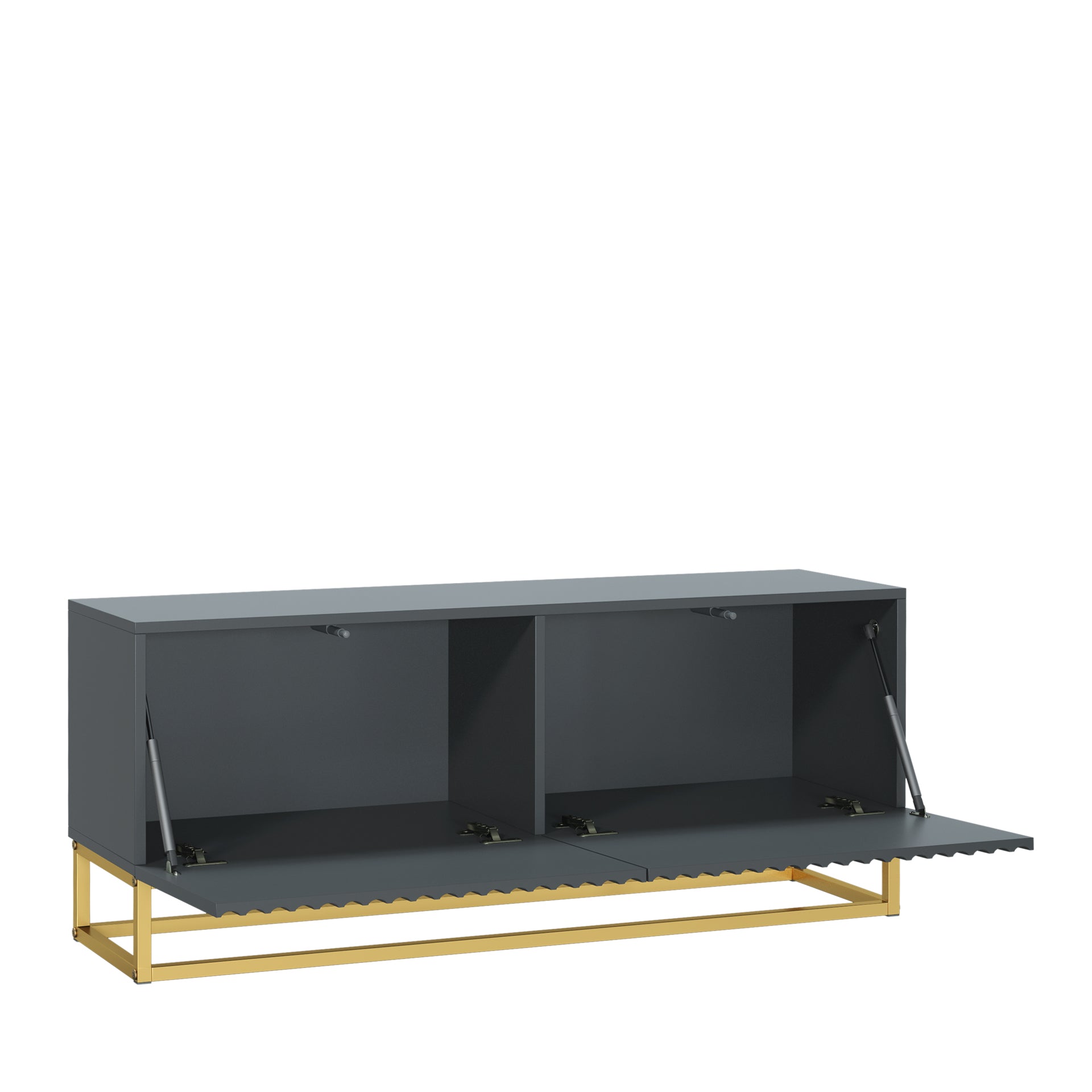 TV Stand – 100cm – Fluted Doors – Gold Base – Compact Media Cabinet – VESTA Collection