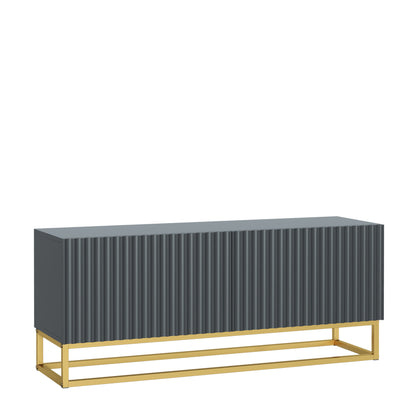 TV Stand – 100cm – Fluted Doors – Gold Base – Compact Media Cabinet – VESTA Collection