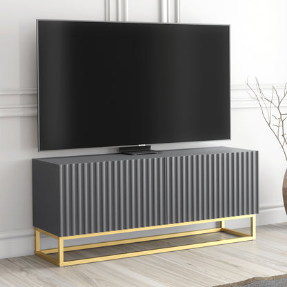 TV Stand – 100cm – Fluted Doors – Gold Base – Compact Media Cabinet – VESTA Collection