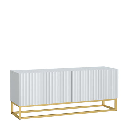 TV Stand – 100cm – Fluted Doors – Gold Base – Compact Media Cabinet – VESTA Collection