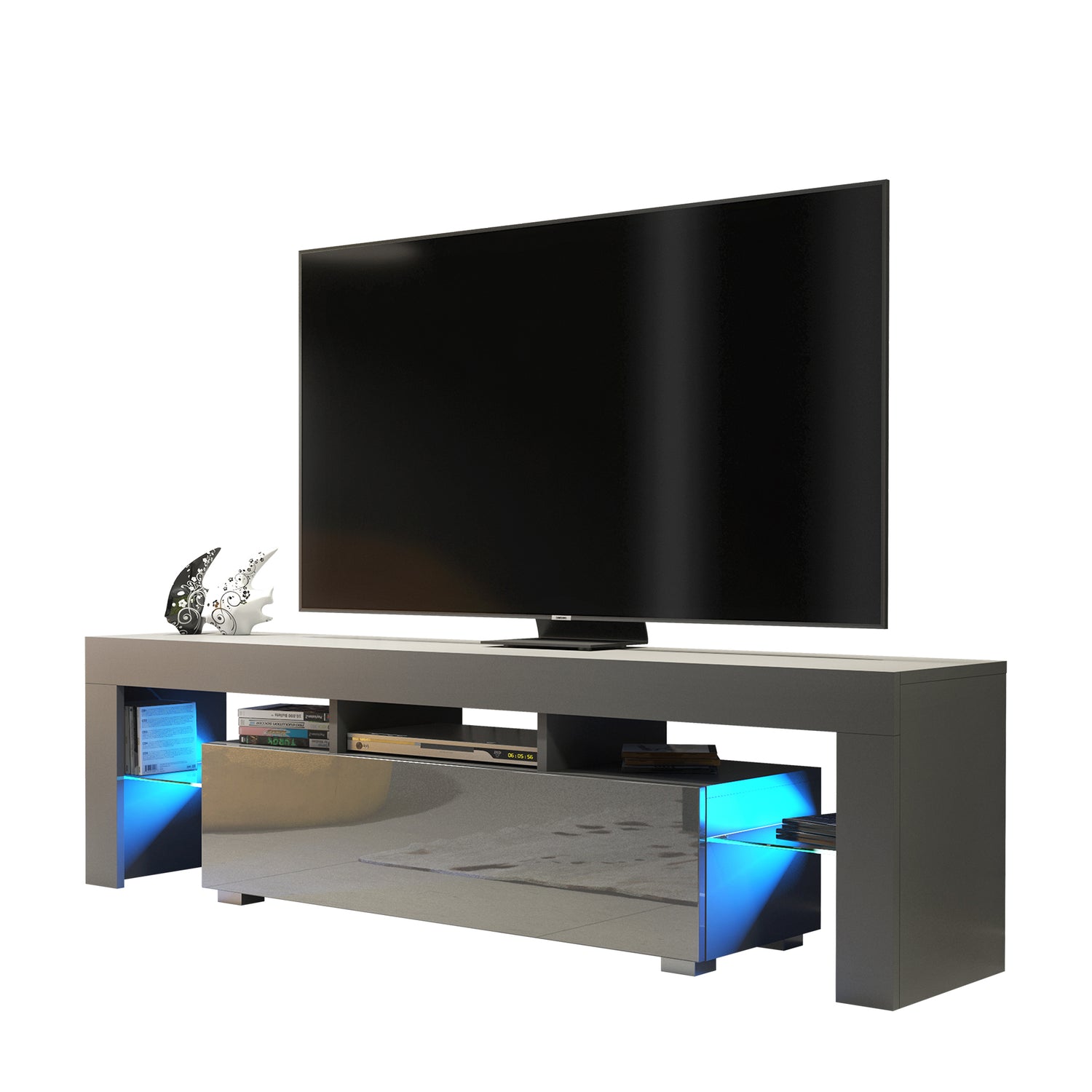 TV Stand – 160cm – High Gloss Doors – LED or Non-LED – Modern Media Unit – LUNARO