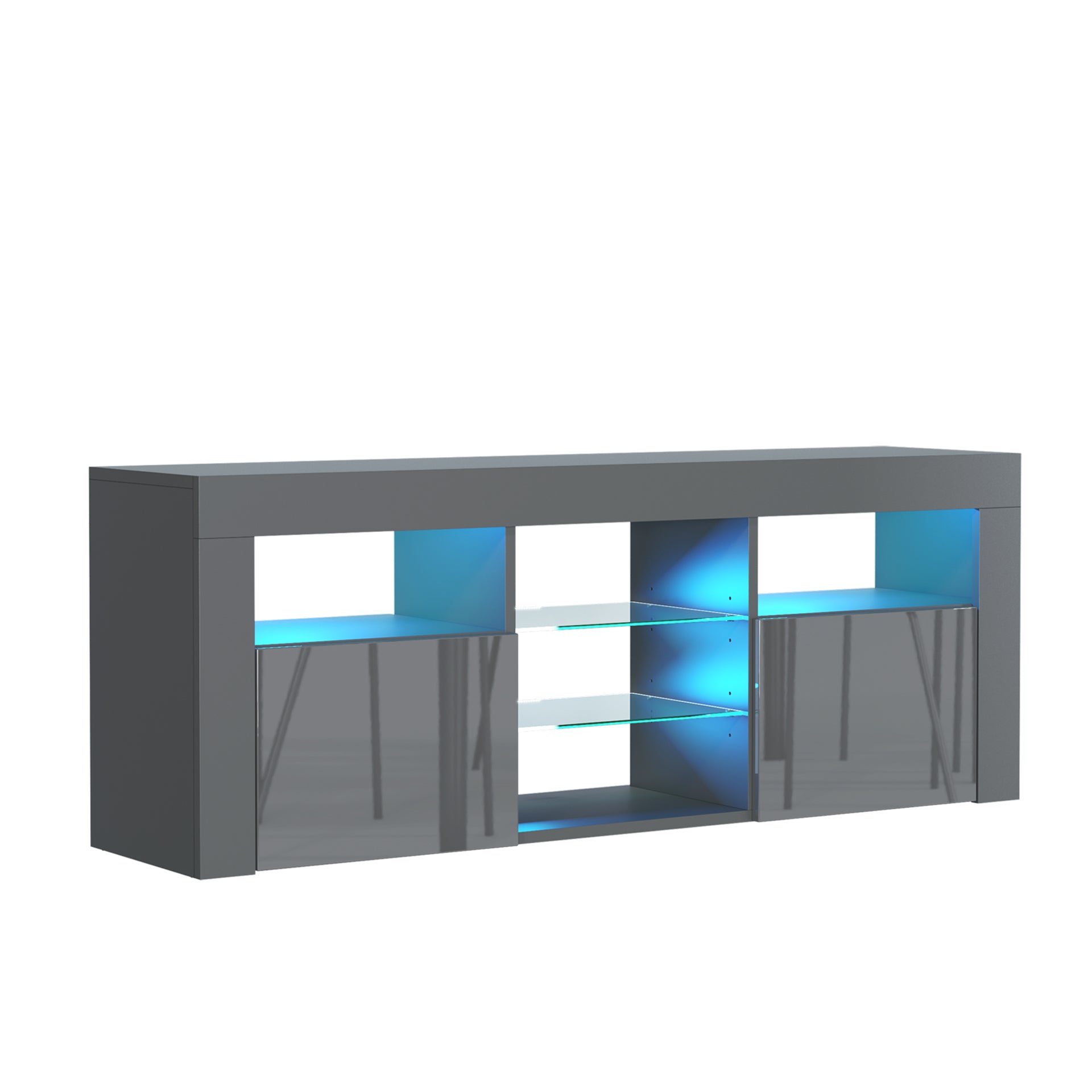 TV Stand – 145cm – Gloss Front – LED Optional – Modern Media Cabinet – LUNARO