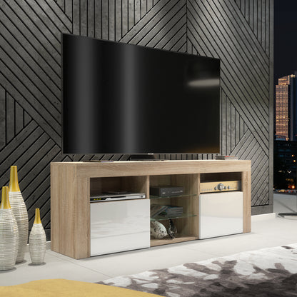 TV Stand – 145cm – Gloss Front – LED Optional – Modern Media Cabinet – LUNARO