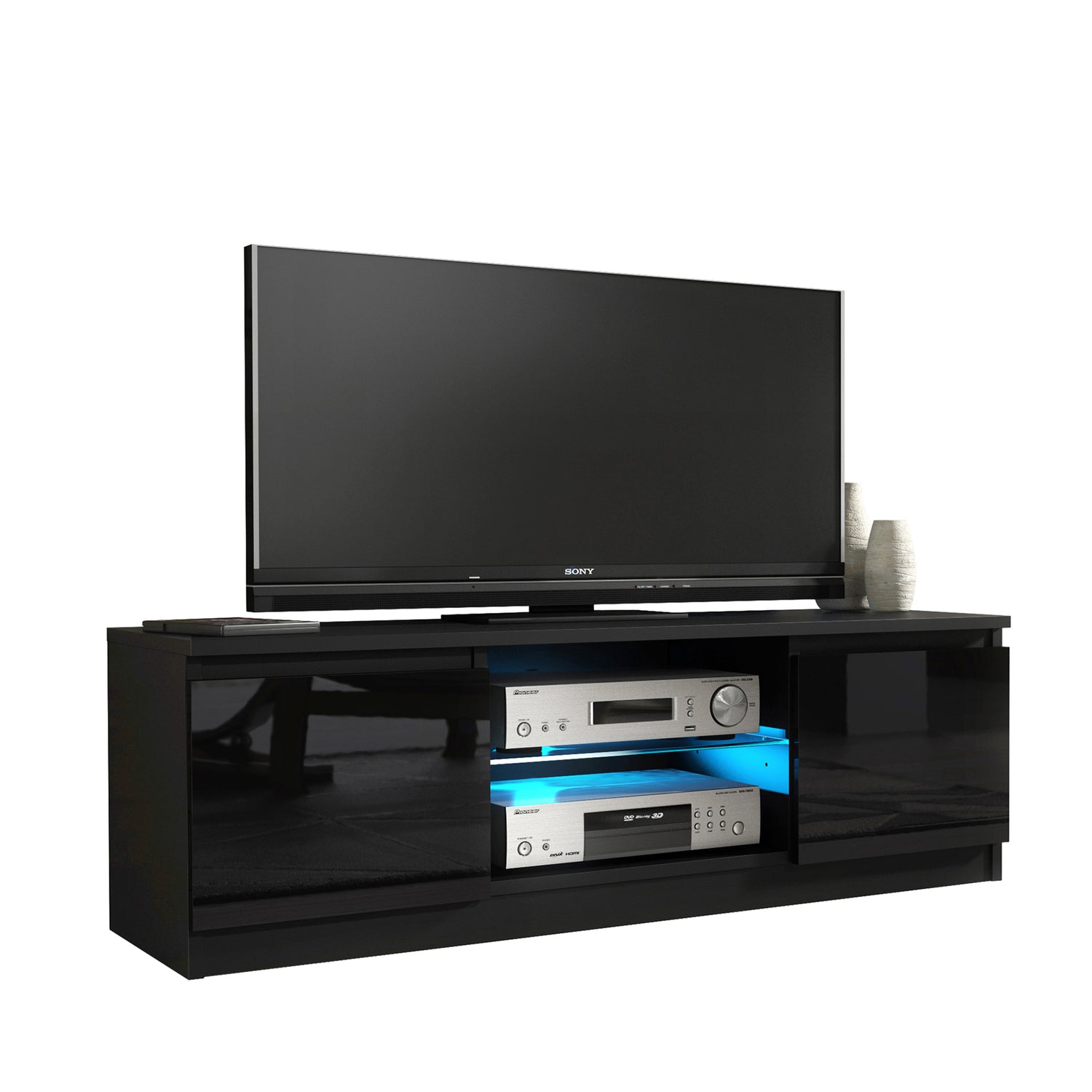 TV Stand – 120cm – High Gloss Front – LED or Non-LED – Compact Modern Unit – VELERA