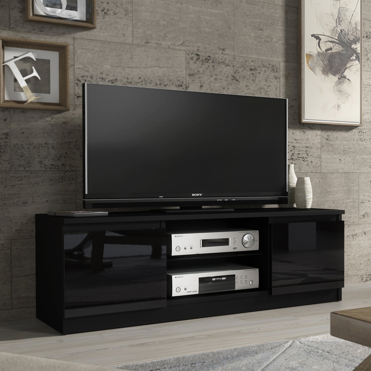 TV Stand – 120cm – High Gloss Front – LED or Non-LED – Compact Modern Unit – VELERA