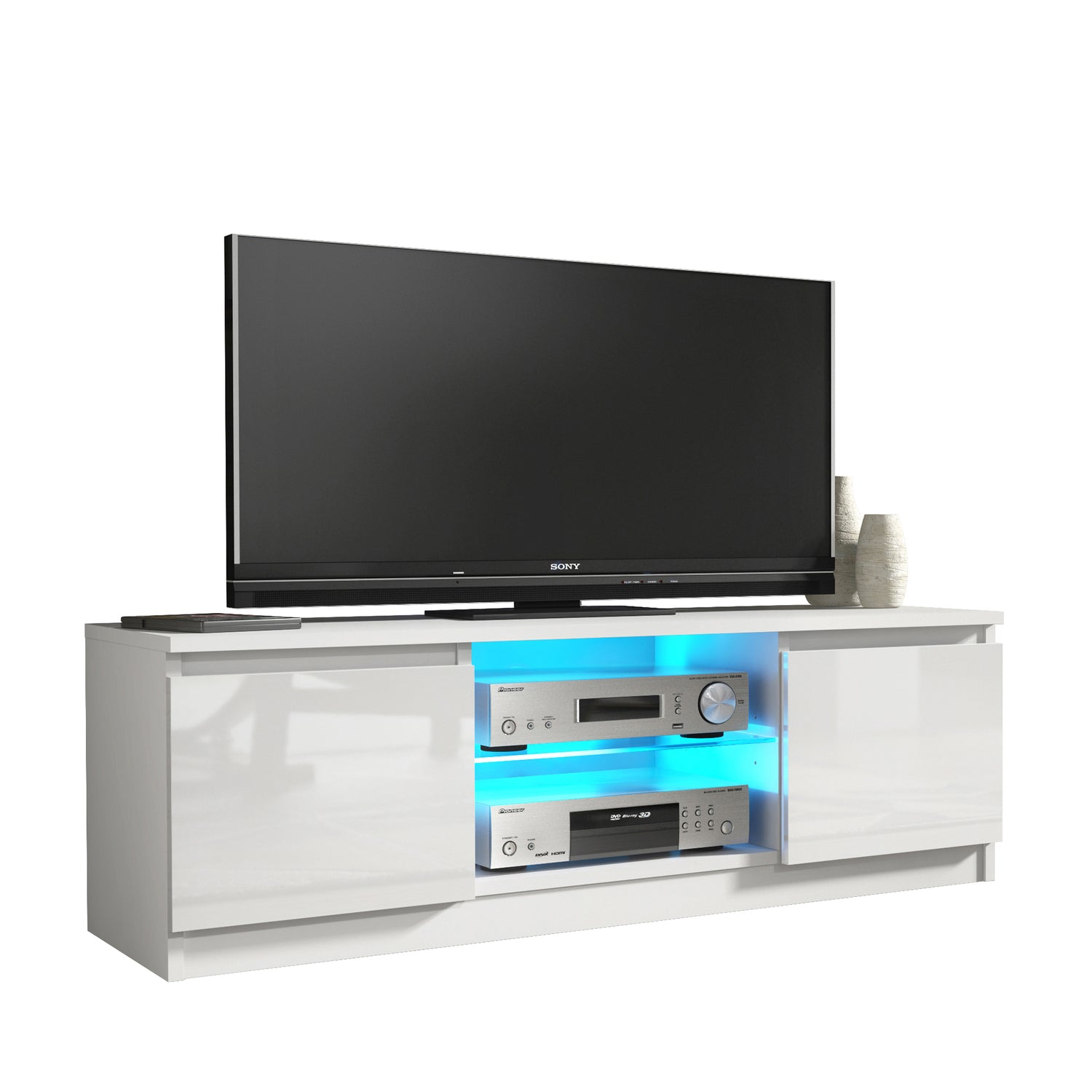 TV Stand – 120cm – High Gloss Front – LED or Non-LED – Compact Modern Unit – VELERA
