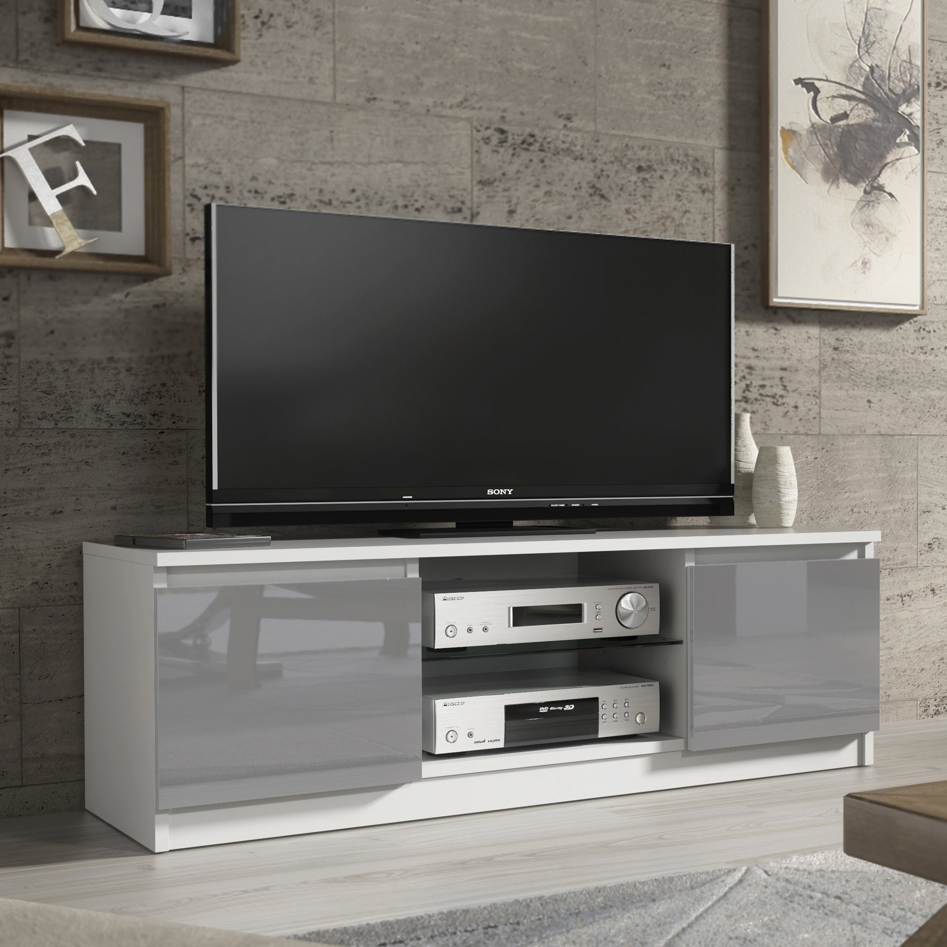 TV Stand – 120cm – High Gloss Front – LED or Non-LED – Compact Modern Unit – VELERA