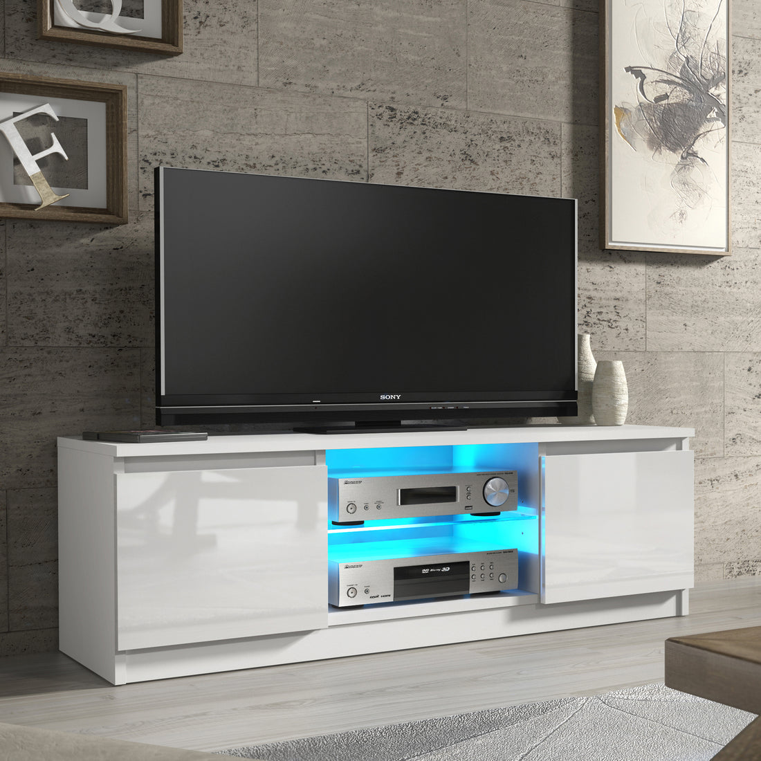 TV Stand – 120cm – High Gloss Front – LED or Non-LED – Compact Modern Unit – VELERA