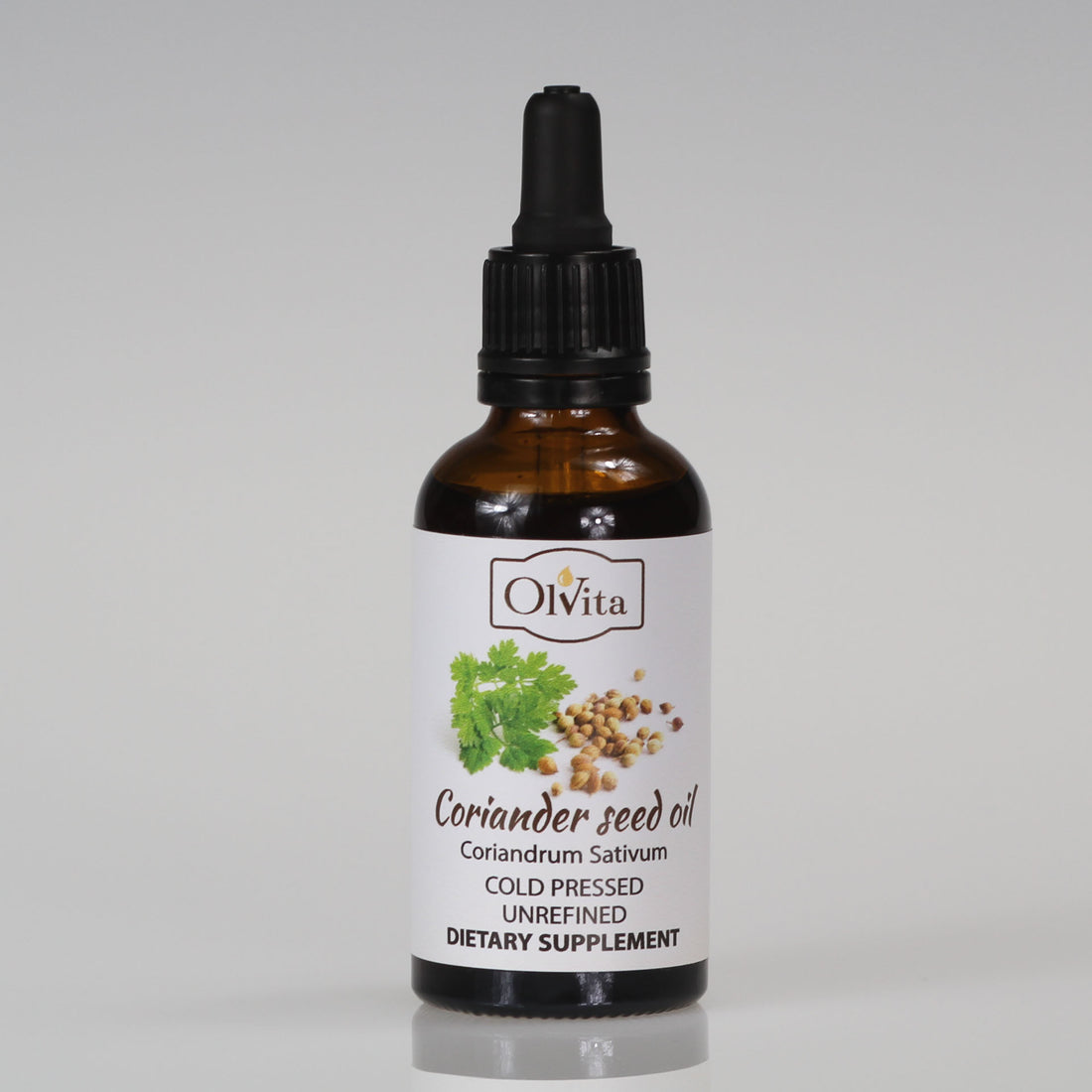 Coriander seed oil, cold-pressed and crude, dietary suplement - Ol’Vita