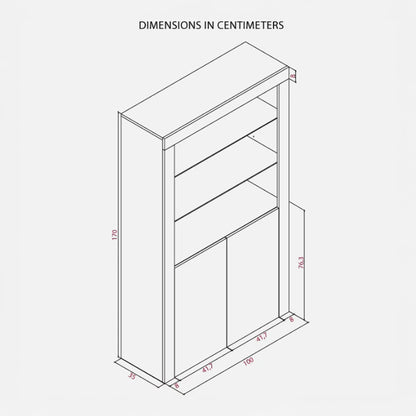 Display Cabinet – 170cm – High Gloss Doors – LED or Non-LED – Modern Showcase Sideboard – LUNARO