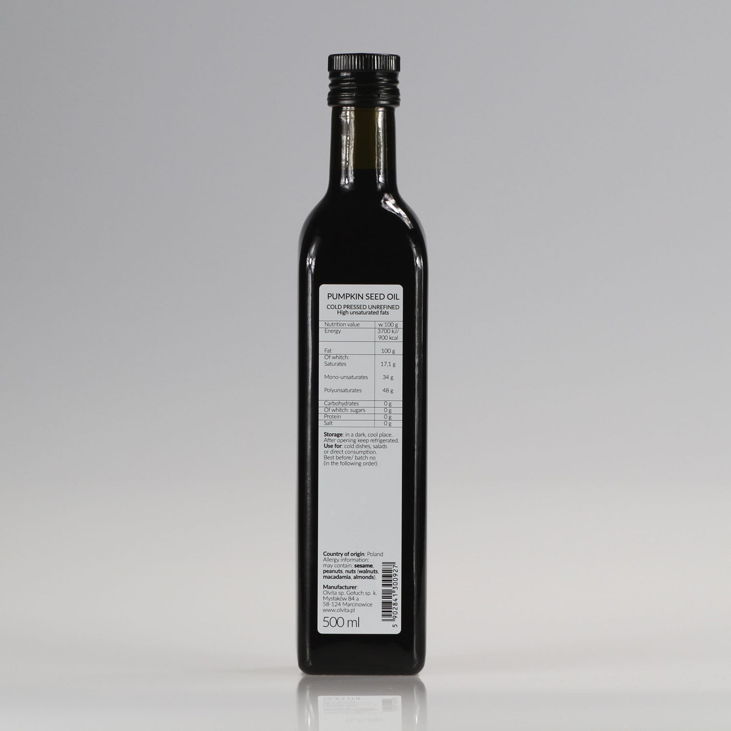 Pumpkin Seed Oil - Cold Pressed, Unrefined - Ol&