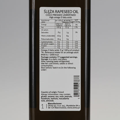 Rapeseed oil, cold-pressed and crude Ol’Vita