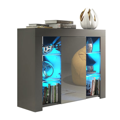 Modern Sideboard Cabinet | 97.5cm | High Gloss Door | LED or Non-LED | Black, Dark Grey, Oak &amp; Black, Oak &amp; White, White &amp; Grey, White