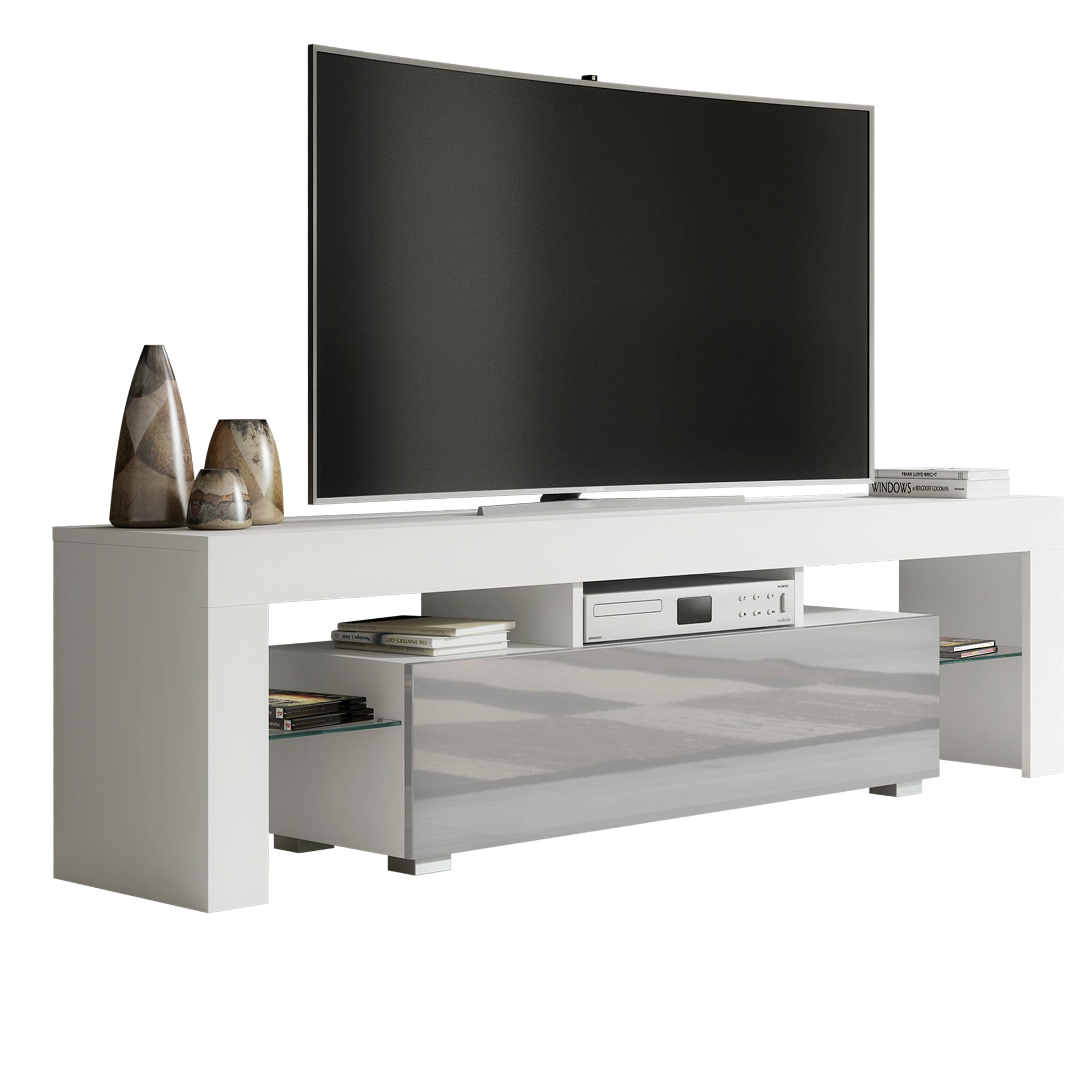 TV Stand – 160cm – High Gloss Doors – LED or Non-LED – Modern Media Unit – LUNARO